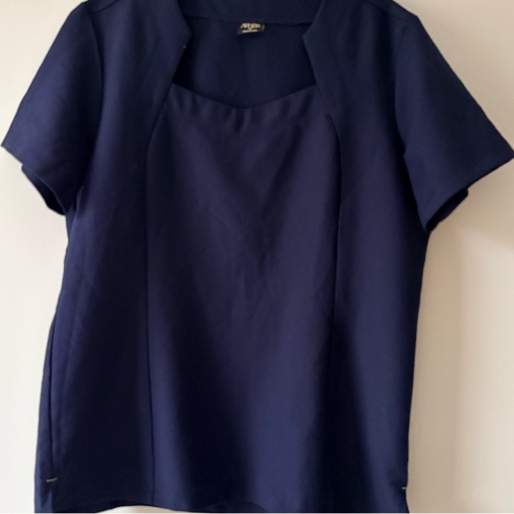 Mango Navy Short Sleeve Blouse